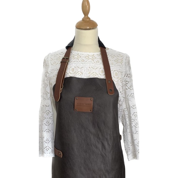 Tablier En Cuir Marron Choco Maison Thuret